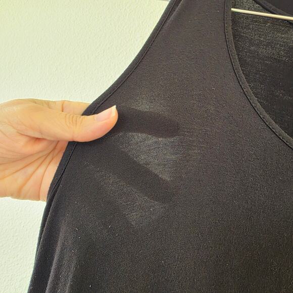 Thyme & Honey Black Sleeveless Midi Dress Womens M Flowy Rayon Spandex Made USA - Picture 5 of 10